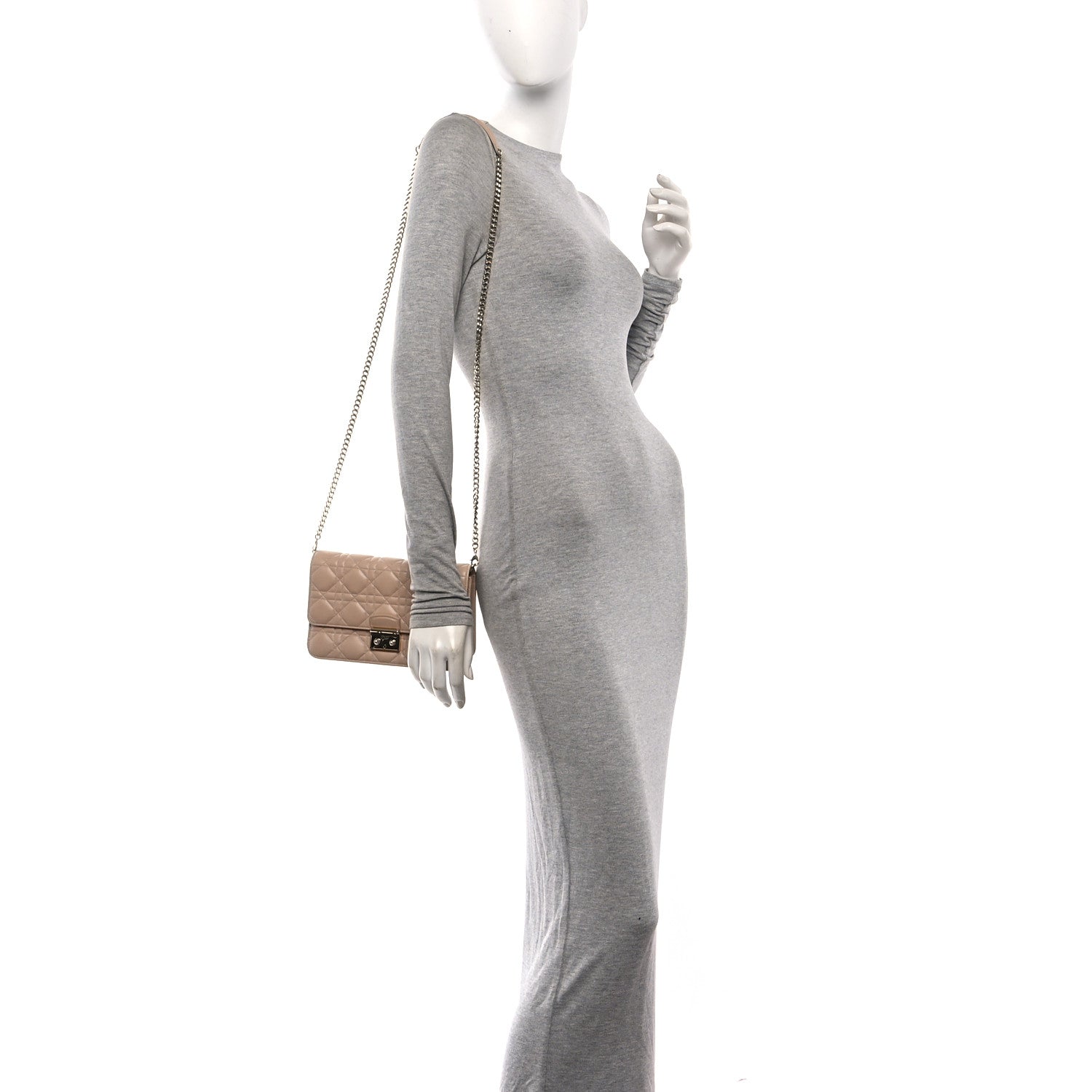 Lambskin Cannage Miss Dior Promenade Pouch Beige