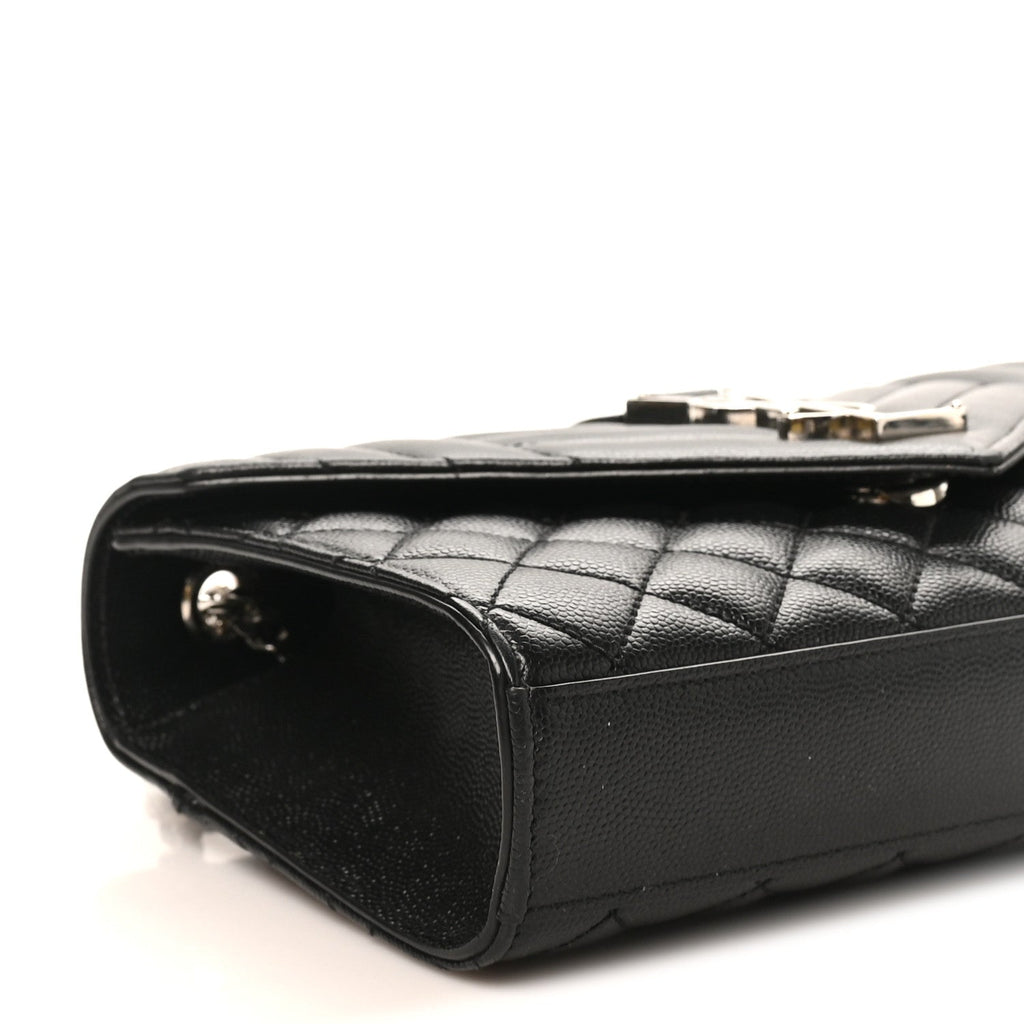 Grain De Poudre Textured Mixed Matelasse Triquilt Small Monogram Satchel Black