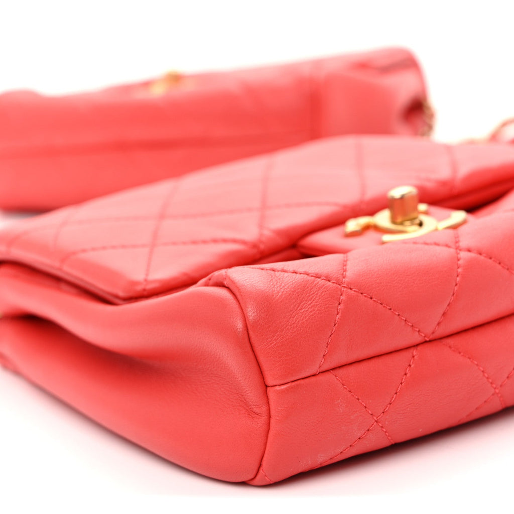 Lambskin Quilted Side-Packs Red