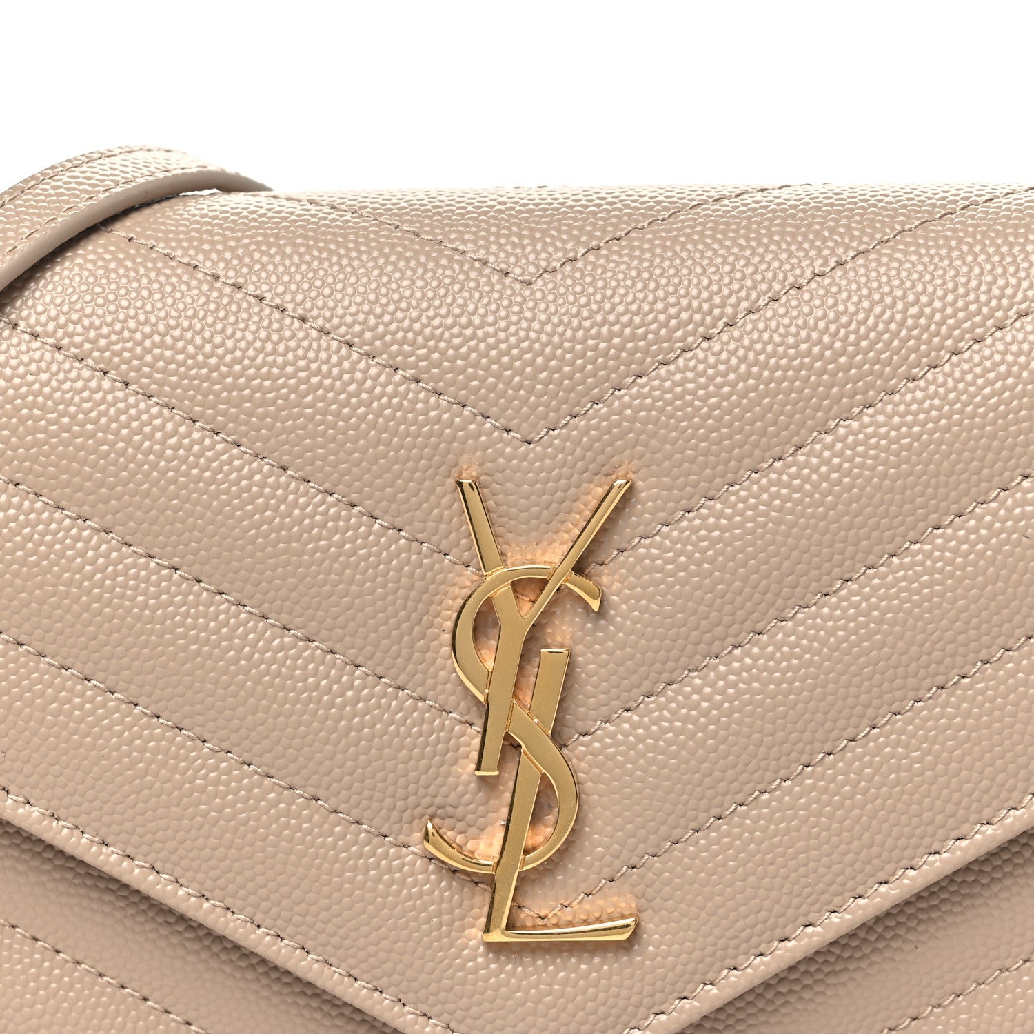 Grain De Poudre Matelasse Chevron Monogram Envelope Chain Wallet Dark Beige