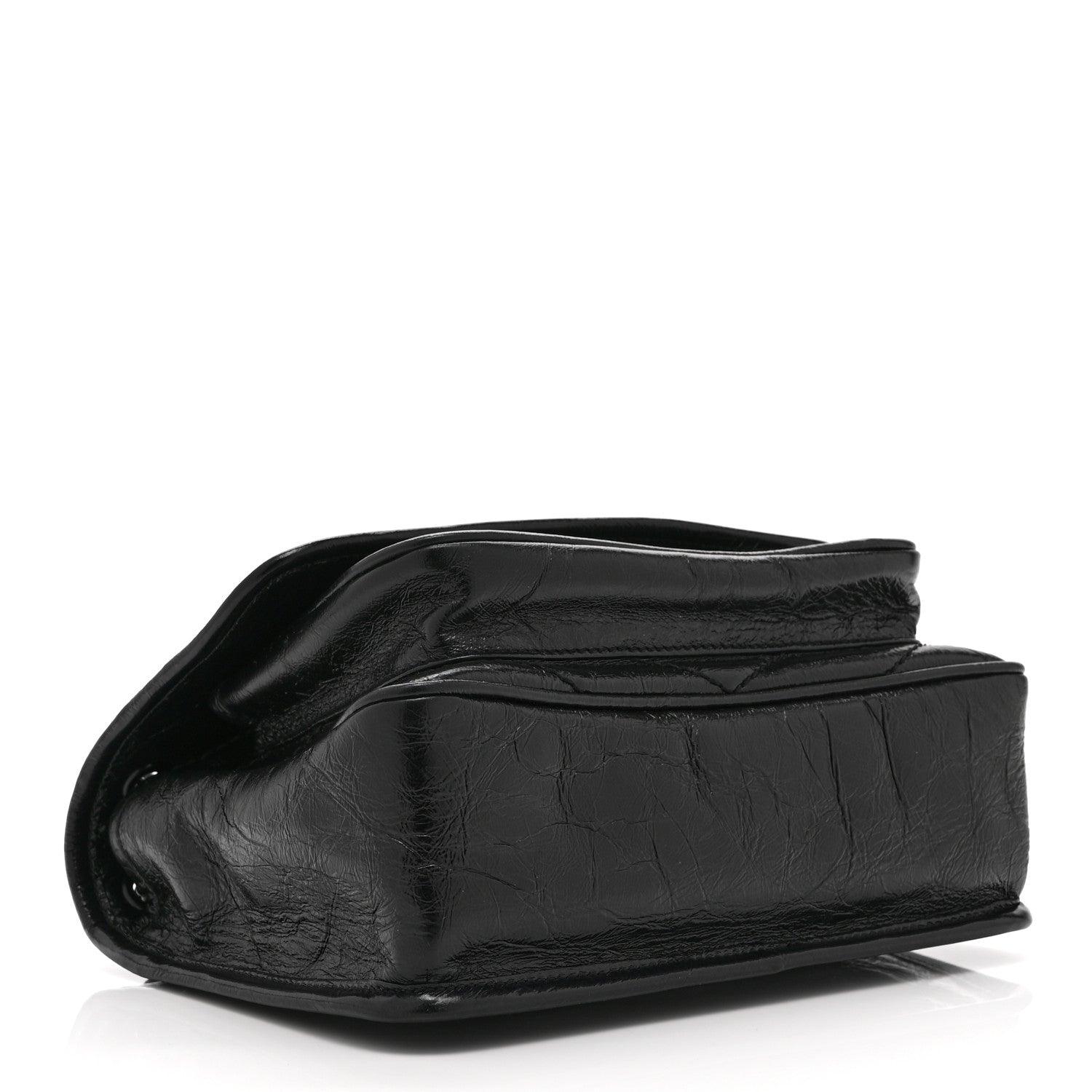 Crinkled Calfskin Matelasse Monogram Baby Niki Chain Satchel Black
