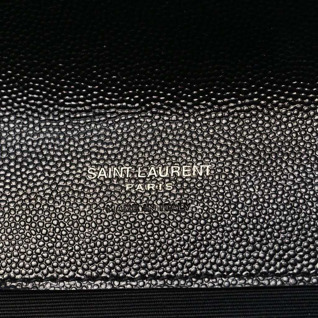 Grain De Poudre Matelasse Chevron Monogram Envelope Clutch Black