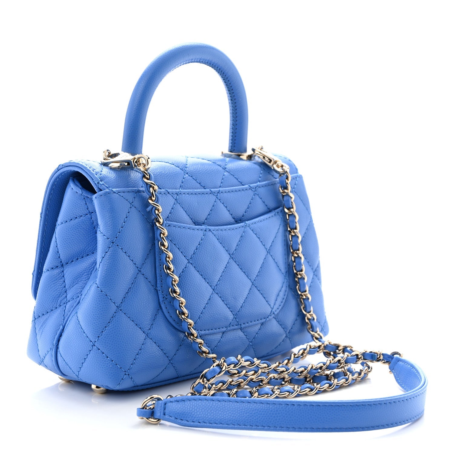 Caviar Quilted Extra Mini Coco Handle Flap Blue