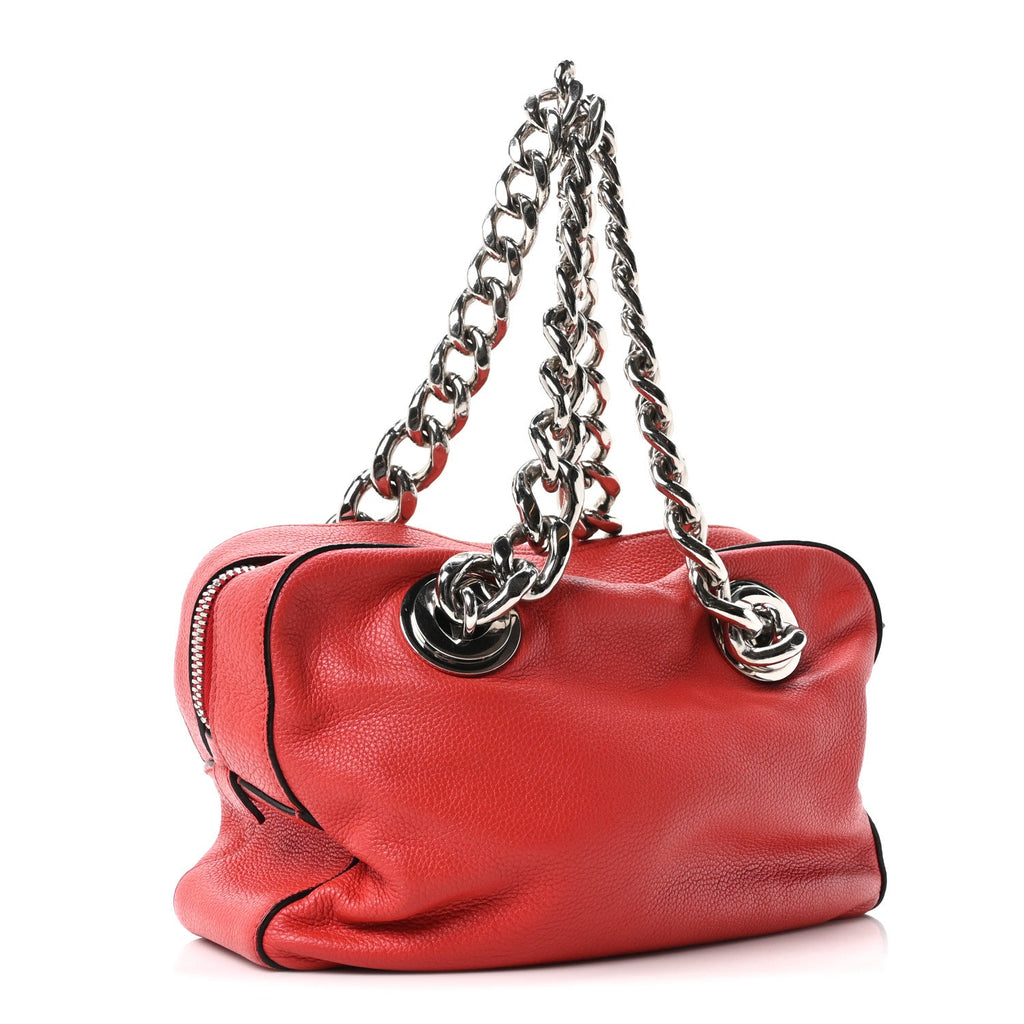 Vitello Daino Chain Satchel Bag Lacca