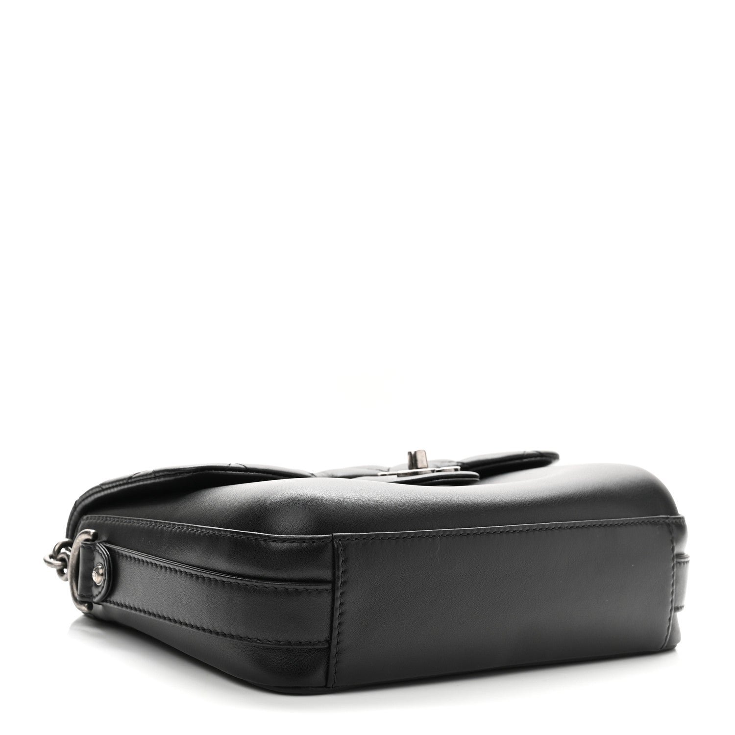 Calfskin Quilted Medium Rock My Shoulder Flap Black