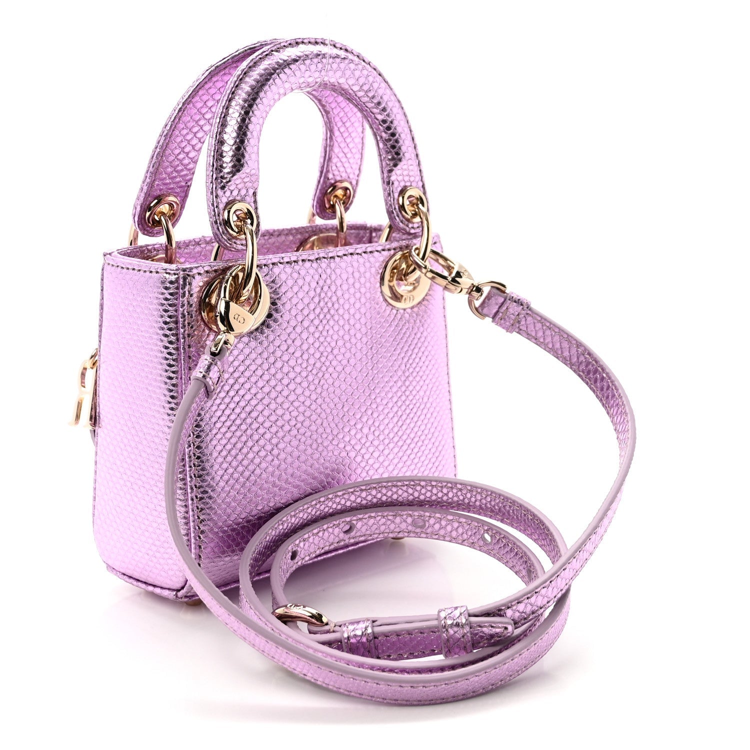Metallic Karung Micro Lady Dior Light Purple