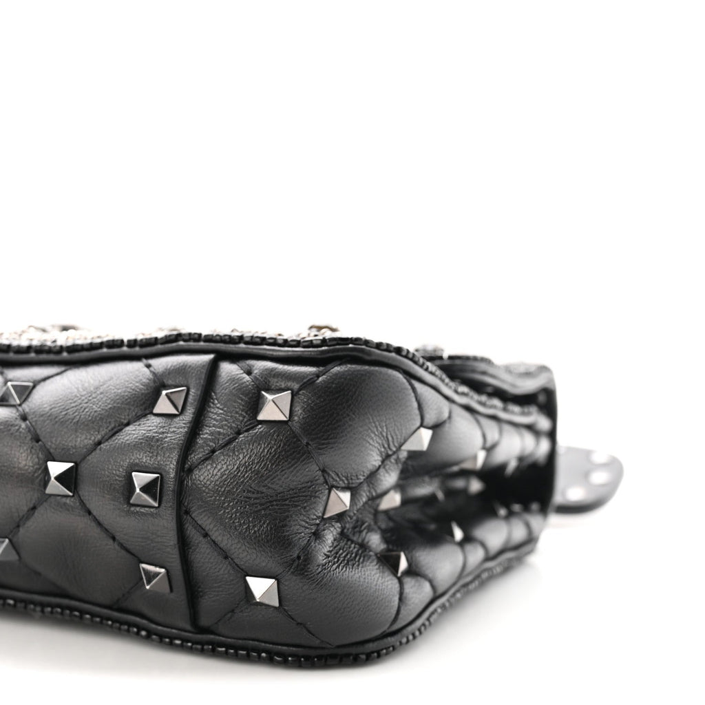 Beaded Small Rockstud Spike It Shoulder Bag Black