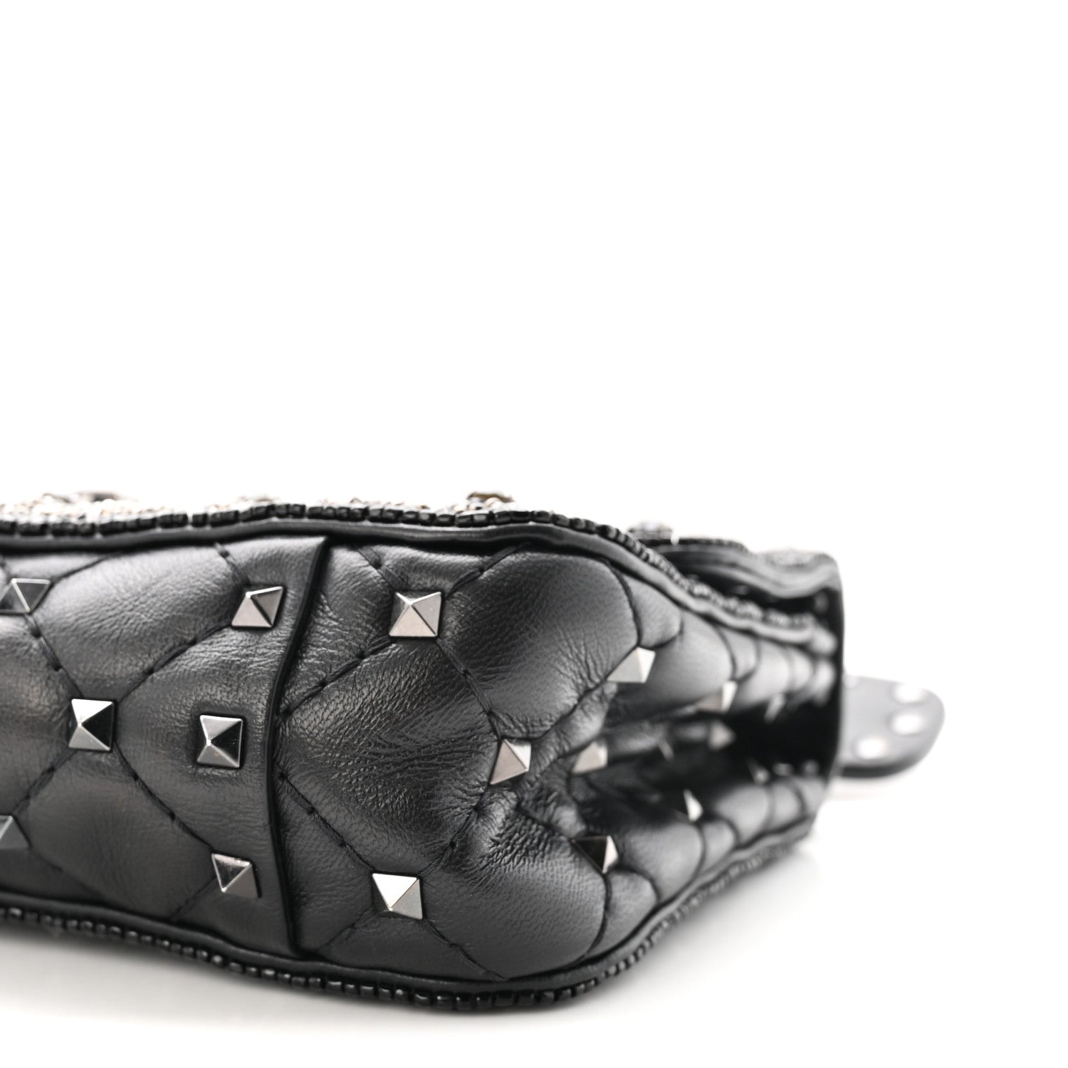 Beaded Small Rockstud Spike It Shoulder Bag Black