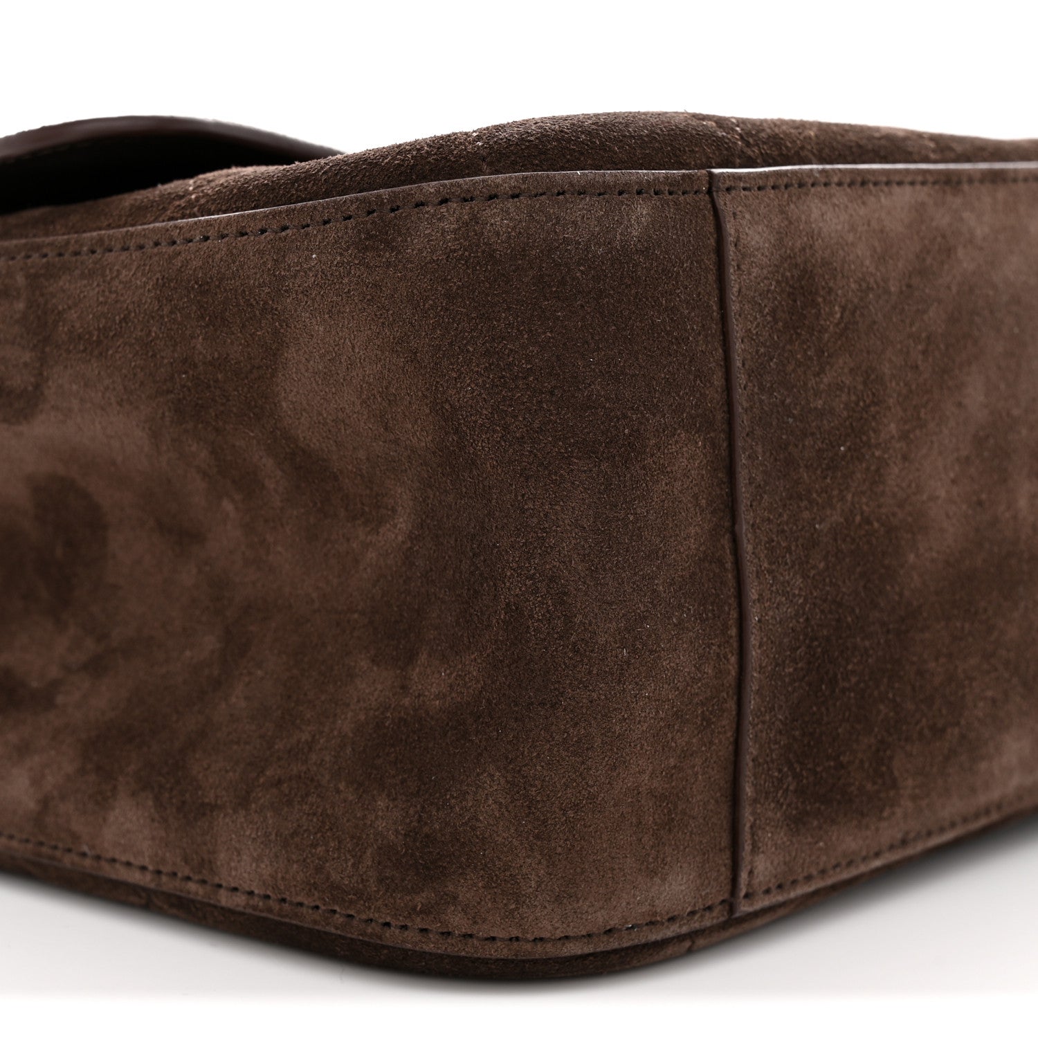 Suede Calfskin Small Souplissimo Maxi Flap Dark Brown