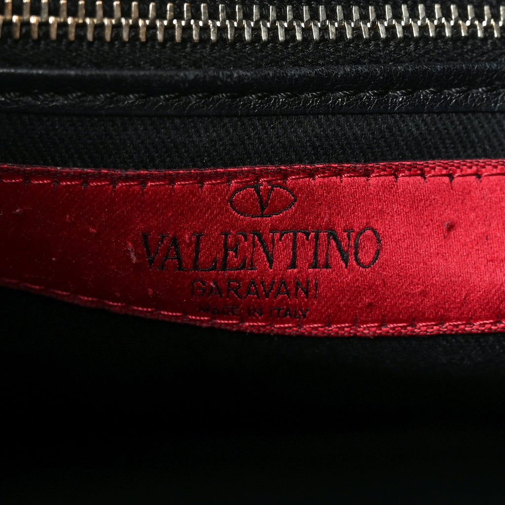 Vitello Calfskin Small Rockstud Flip-Lock Messenger Bag Black
