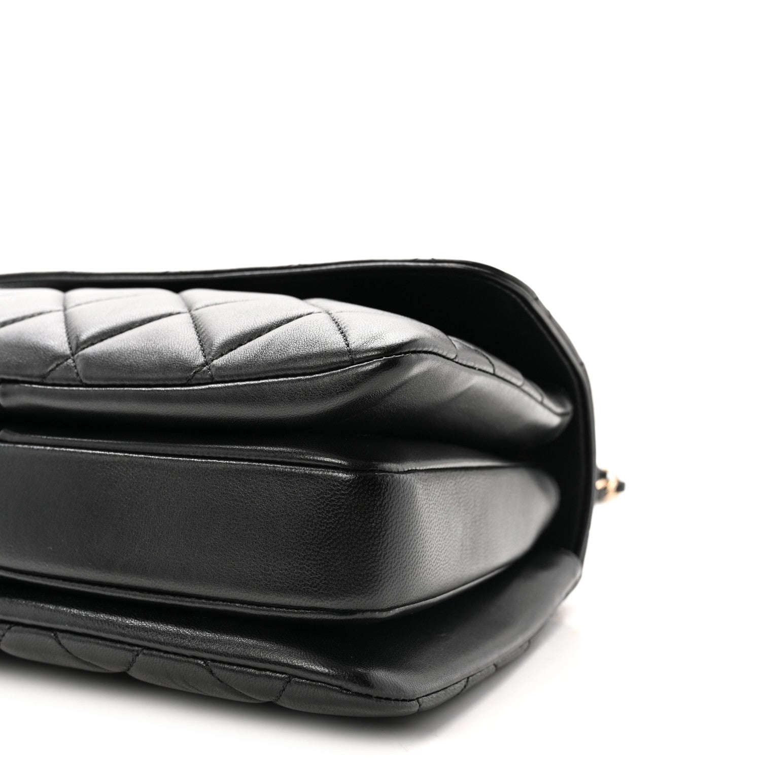 Lambskin Quilted Small Trendy CC Dual Handle Flap Bag Black