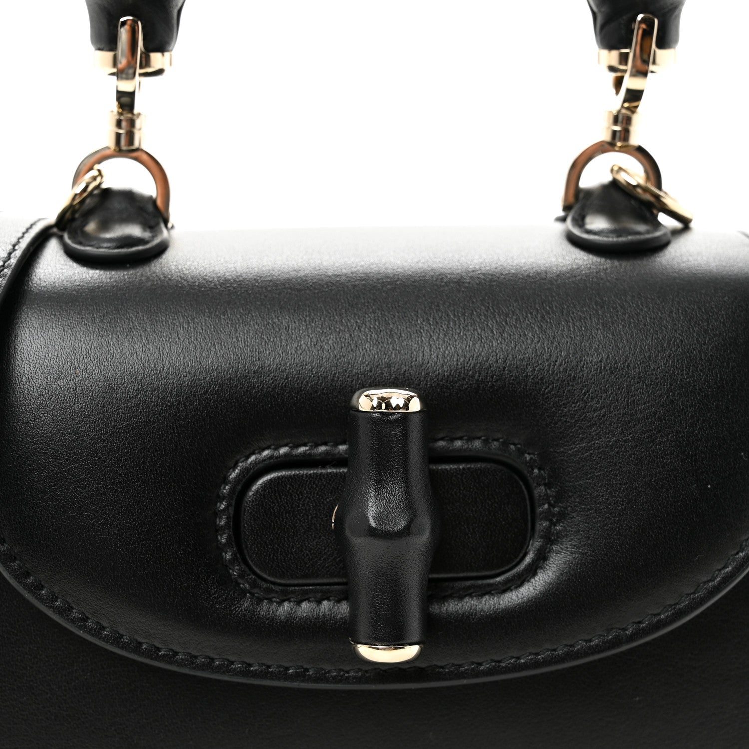 Boarded Dyana Lux Calfskin Mini Bamboo 1947 Top Handle Bag Black