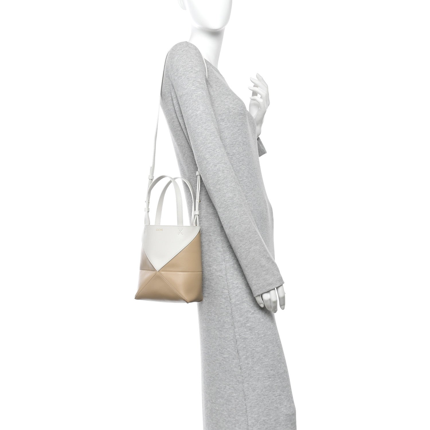 Shiny Calfskin Mini Puzzle Fold Tote Soft White Paper Craft