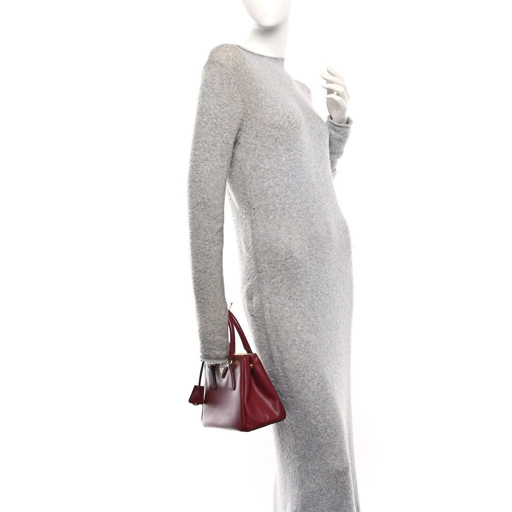 Saffiano Lux Small Galleria Double Zip Tote Cerise
