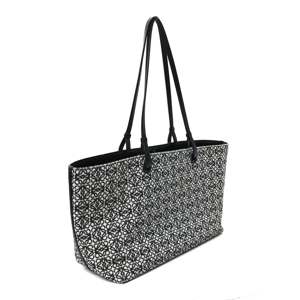 Jacquard Anagram Calfskin East West Tote Beige Black