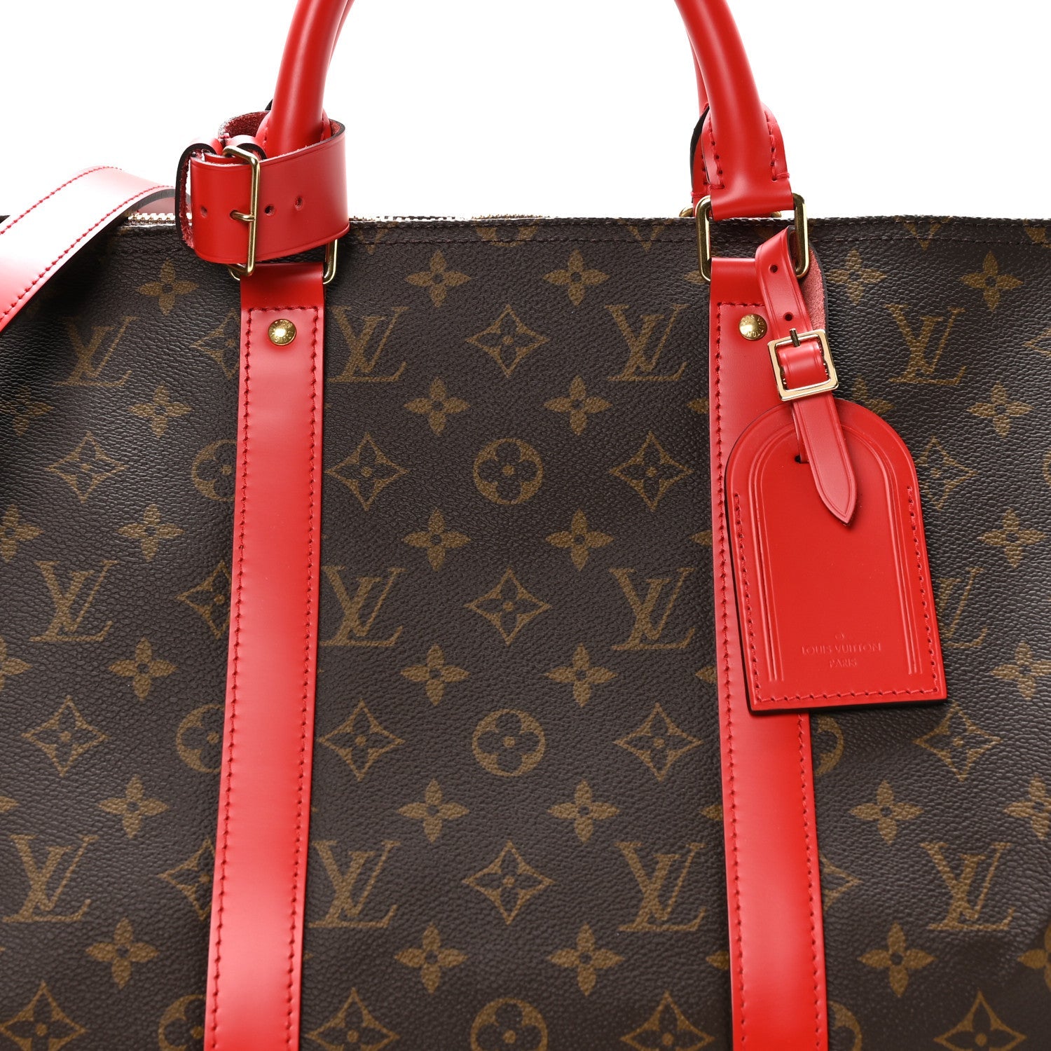 Calfskin Monogram Keepall Bandouliere 50 Coquelicot