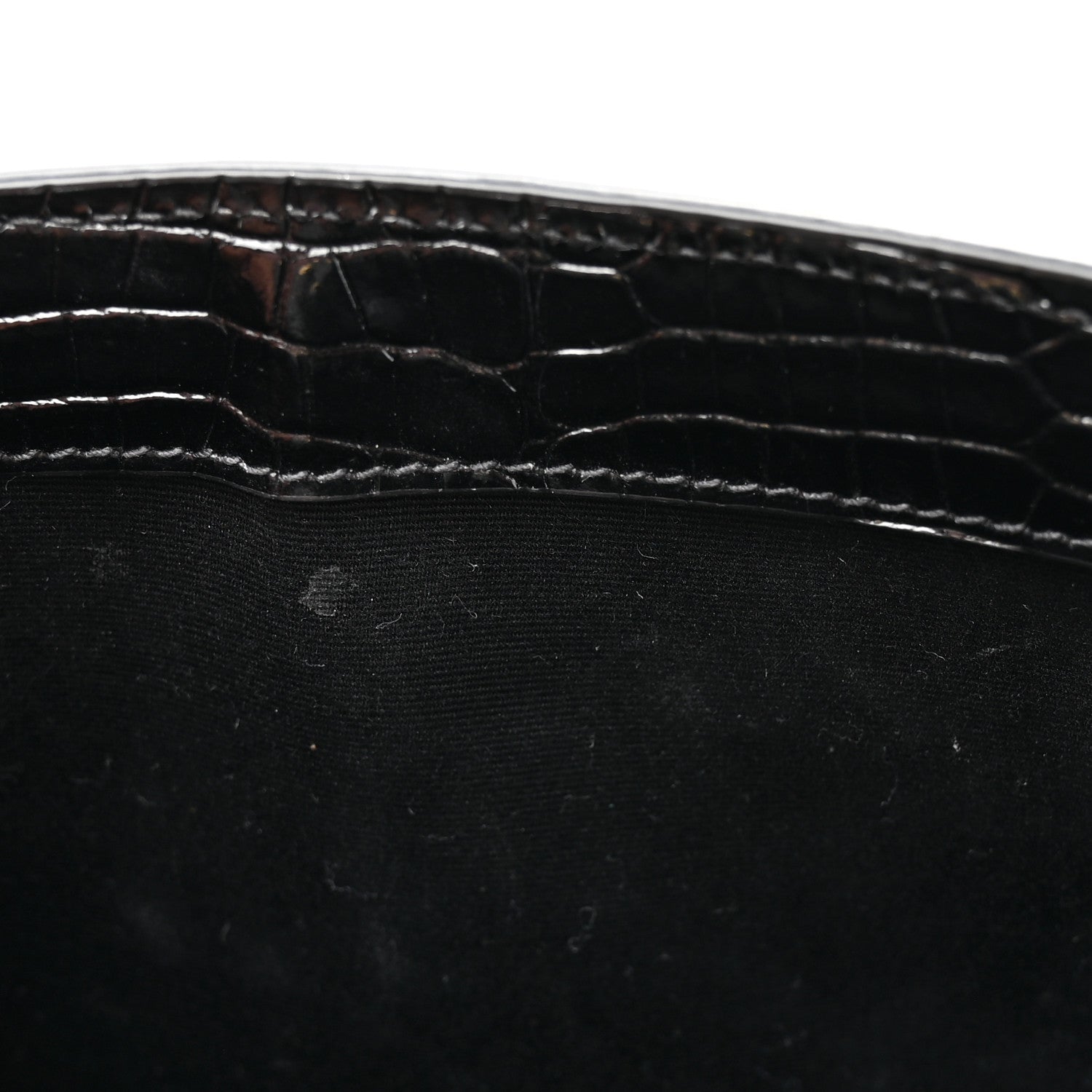Shiny Calfskin Crocodile Embossed Small Manhattan Baguette Black Black