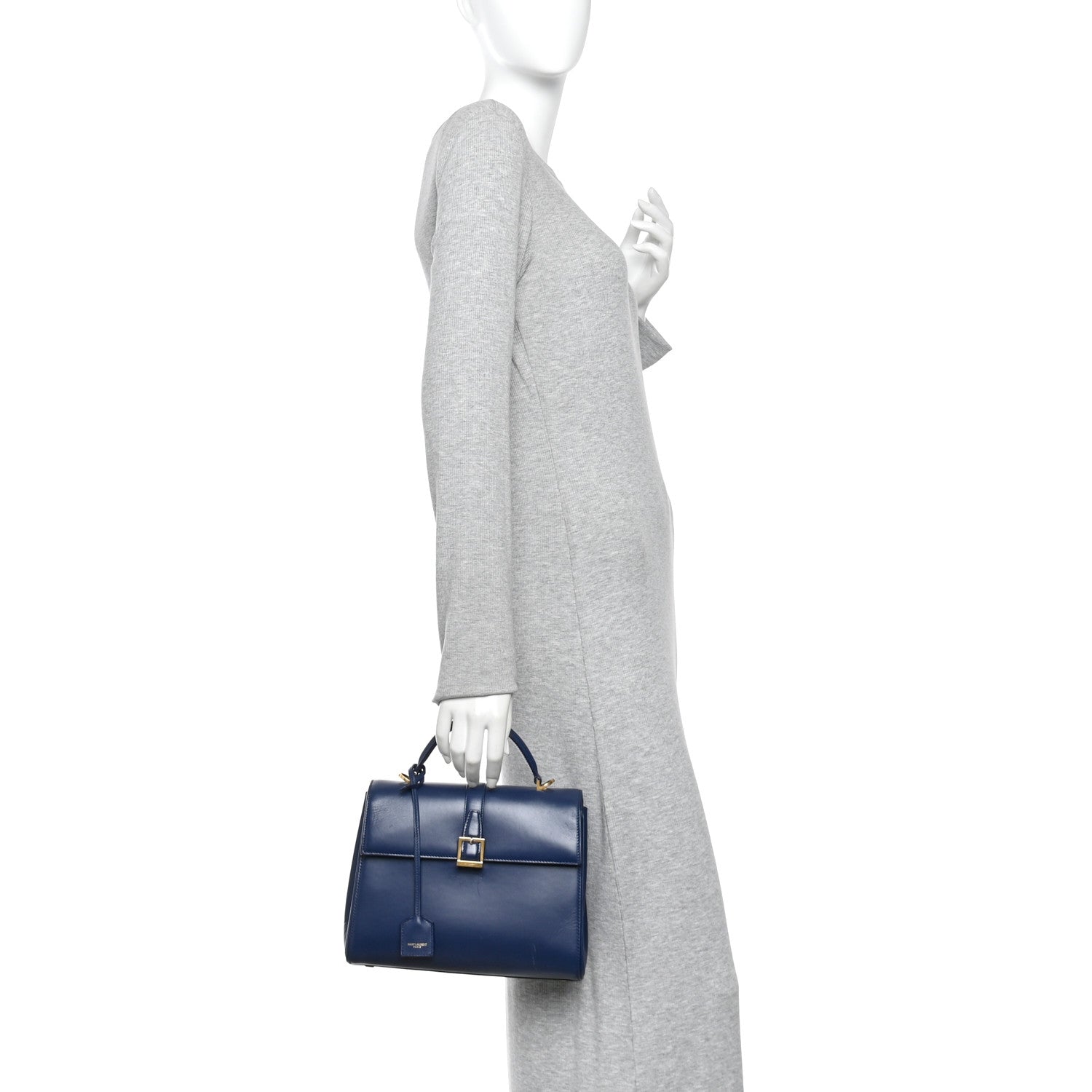 Calfskin Le Fermoir Top Handle Bag Blue