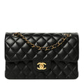 Lambskin Quilted Small Double Flap Black