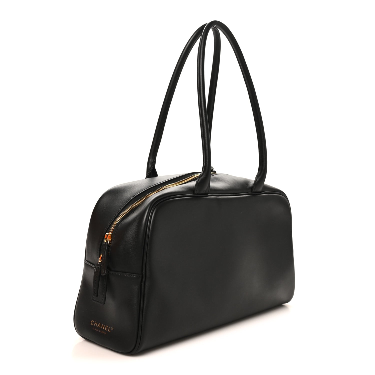 Calfskin Large Perfect Bowling Bag Black