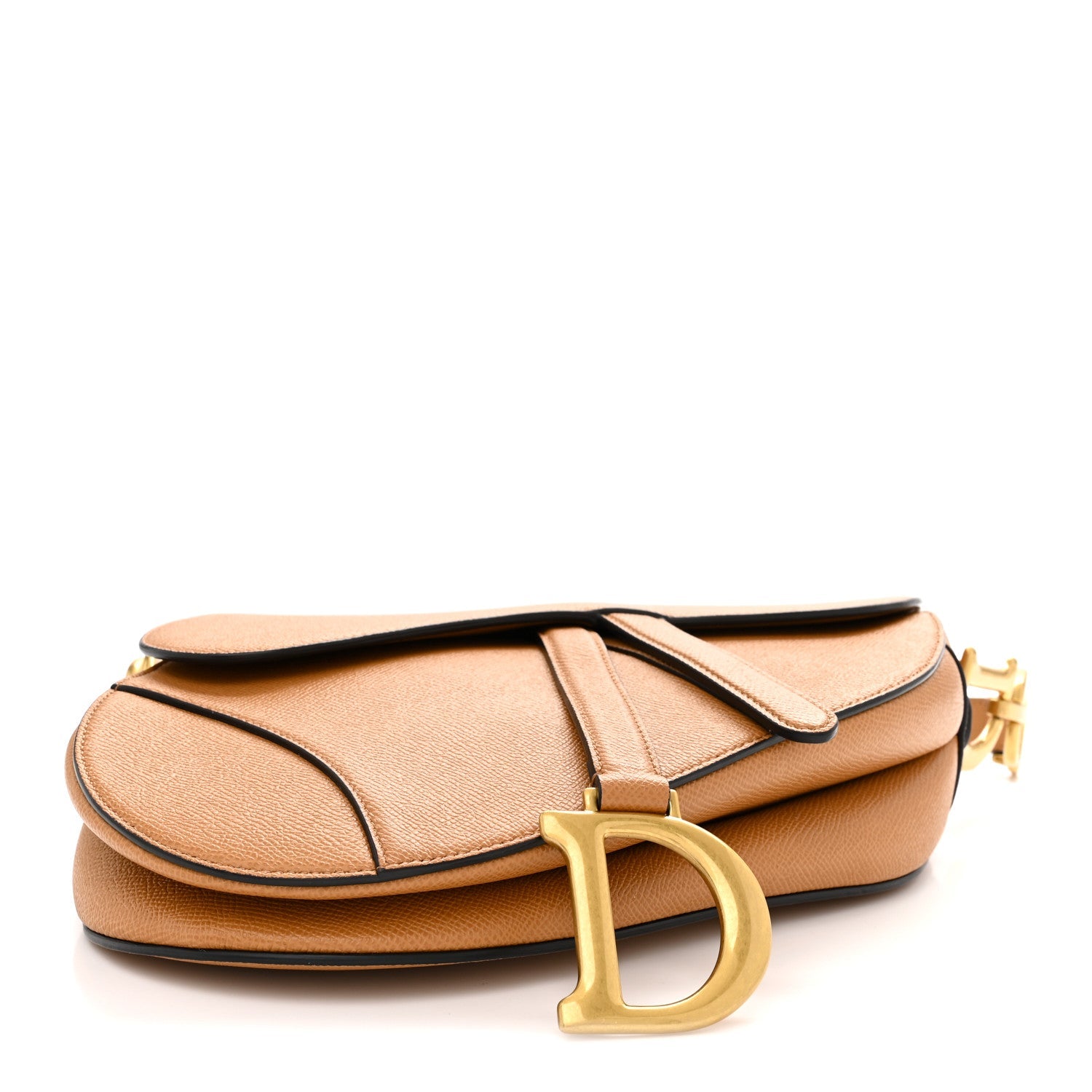 Grained Calfskin Saddle Bag Camello