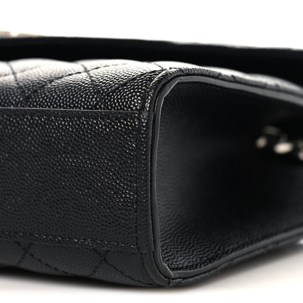 Grain De Poudre Textured Mixed Matelasse Triquilt Medium Monogram Satchel Black