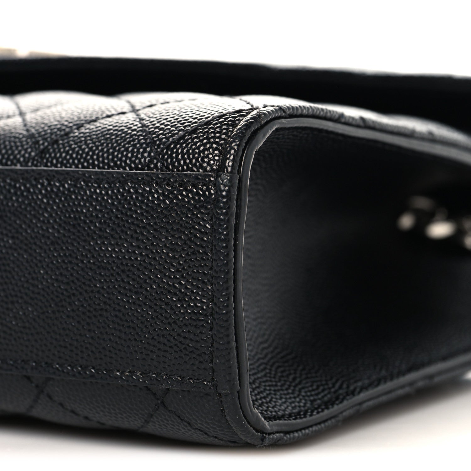 Grain De Poudre Textured Mixed Matelasse Triquilt Medium Monogram Satchel Black