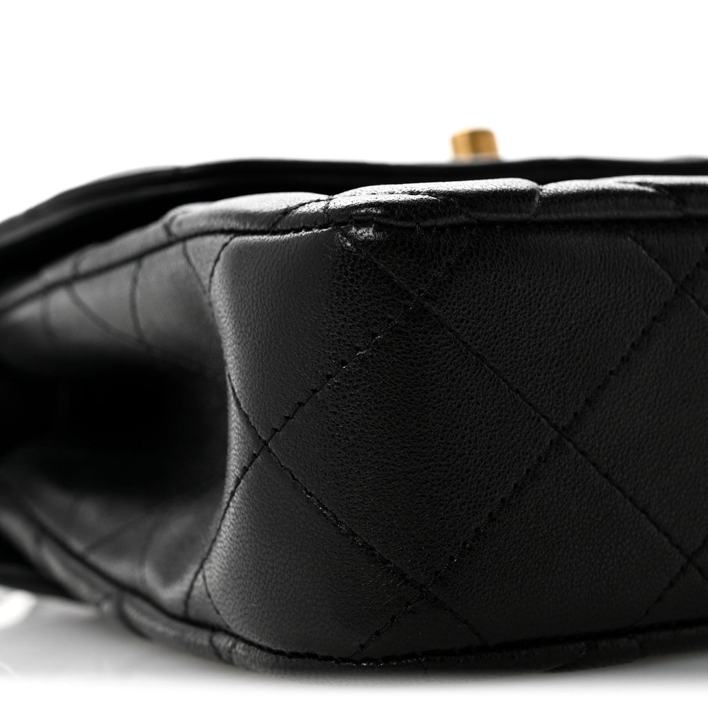 Lambskin Quilted Crossbody Flap Black