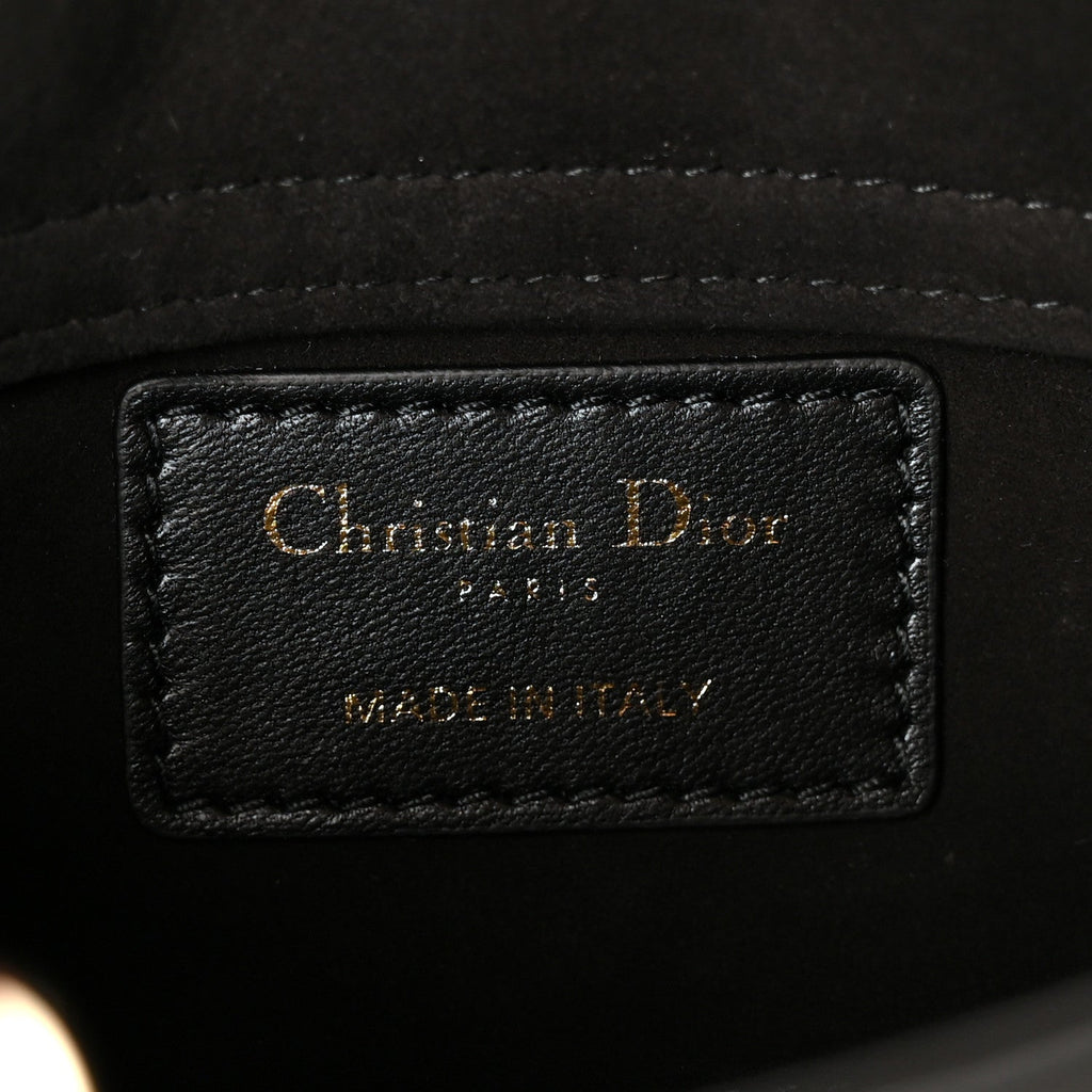 Patent Lambskin Cannage Micro Lady D-Joy Black