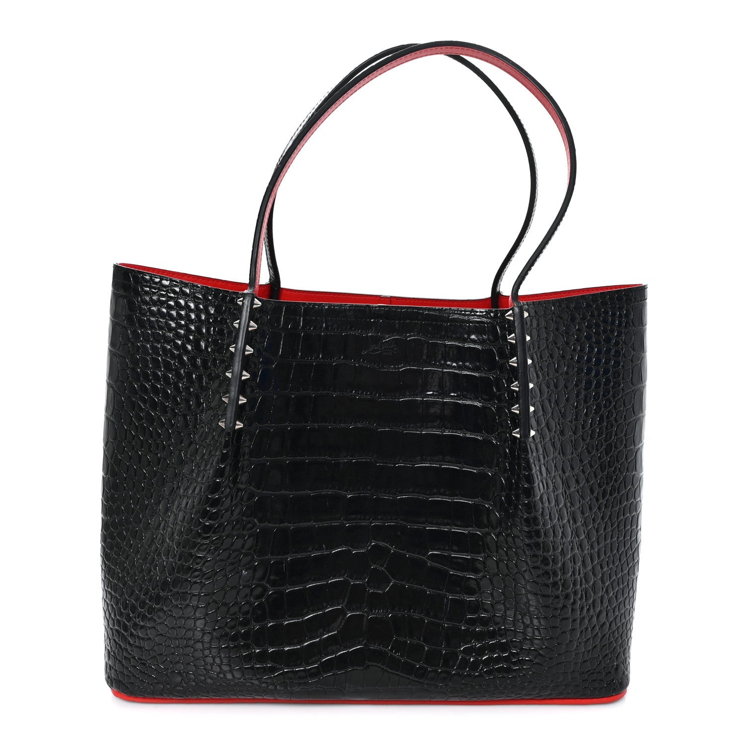 Calfskin Crocodile Embossed Spikes Large Cabarock Black