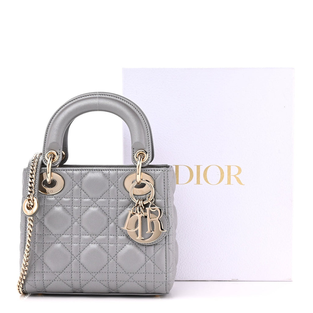Lambskin Cannage Mini Lady Dior Grey