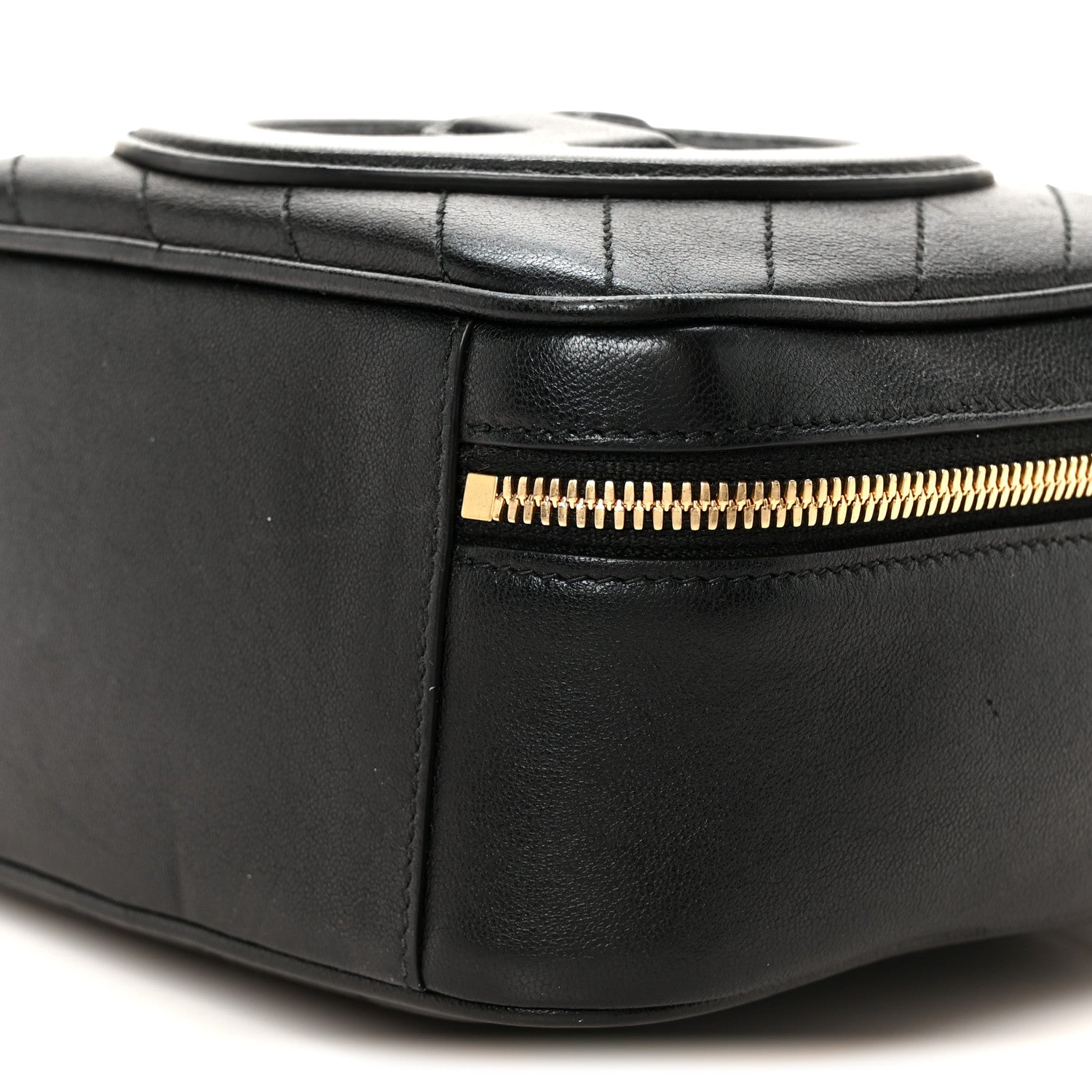 Sakai Be Green Calfskin Diagonal Stitched Blondie Top Handle Bag Black