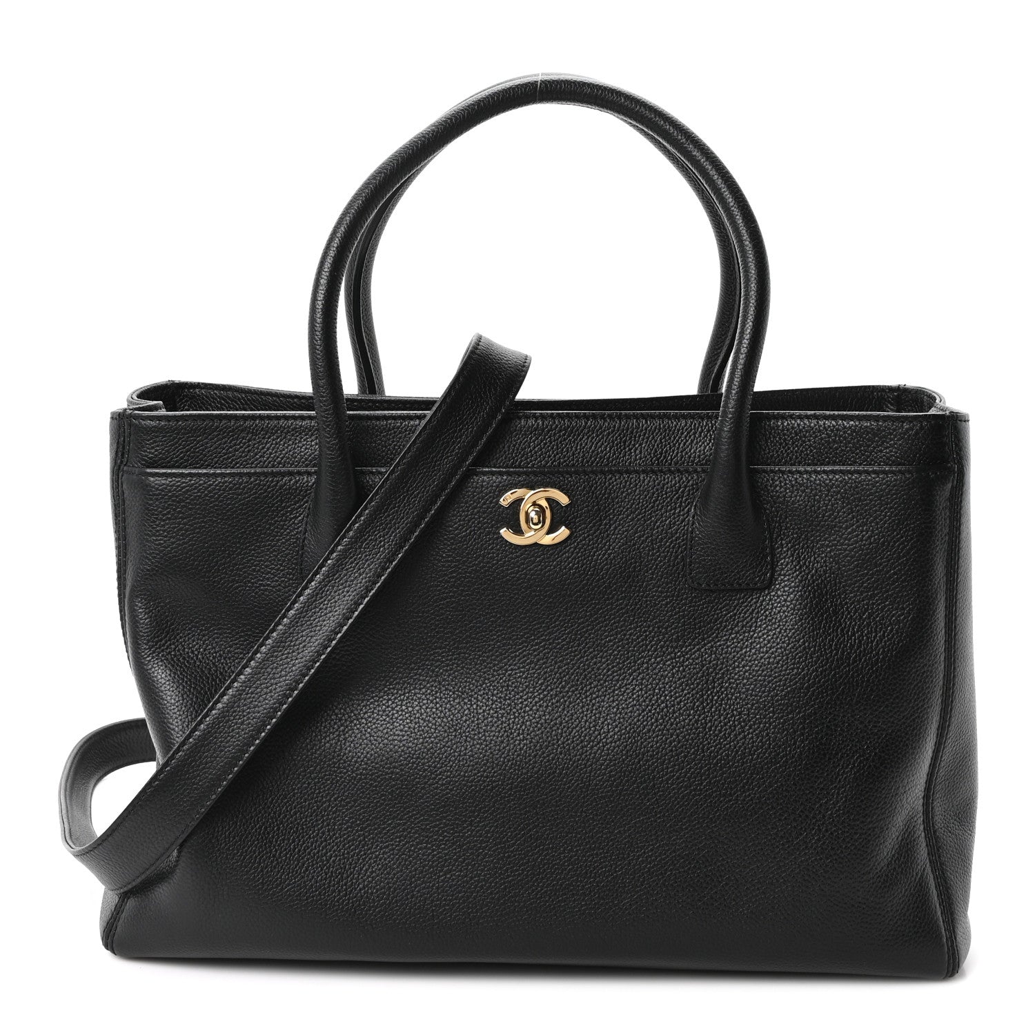 Calfskin Cerf Executive Shopper Tote Black