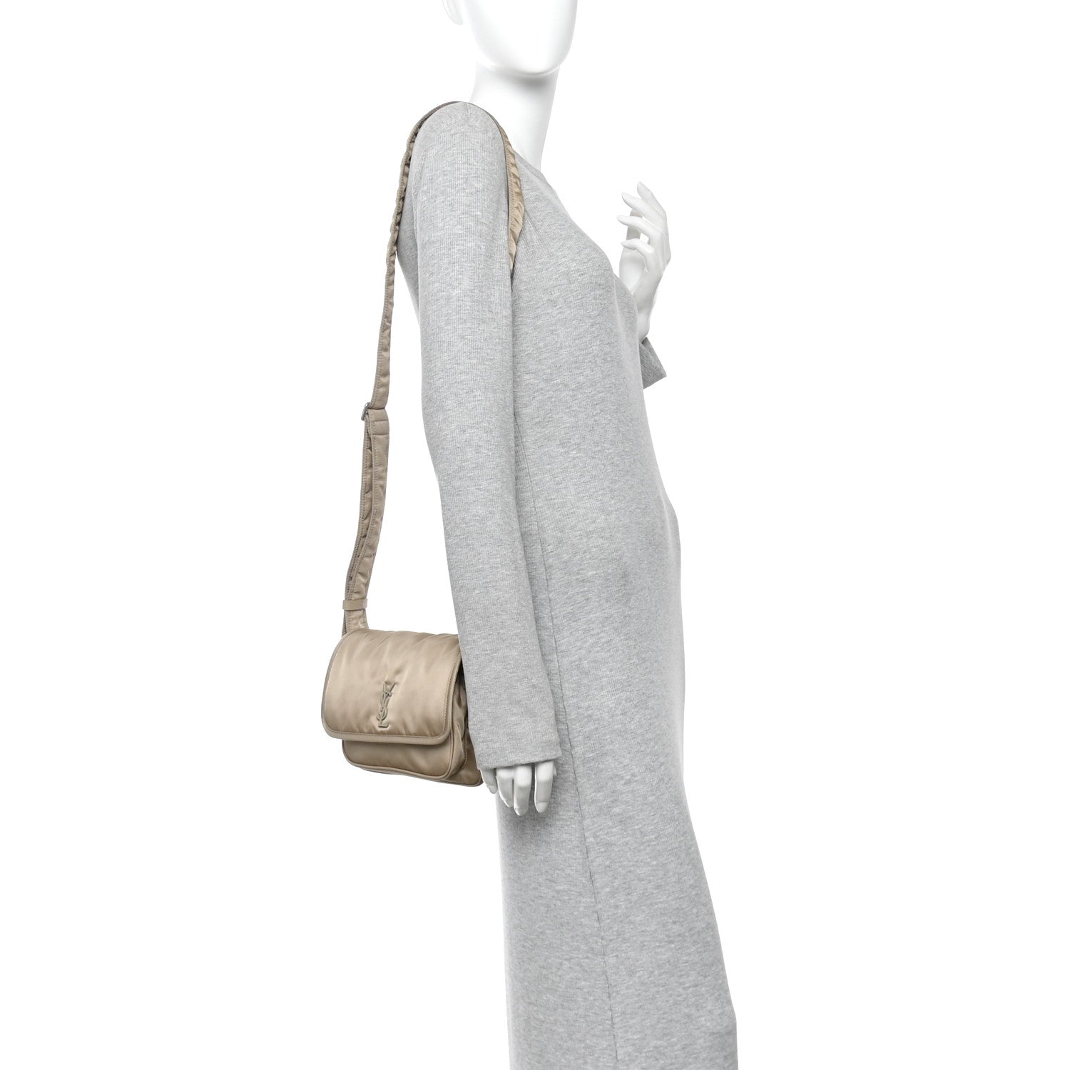 Econyl Nylon Small Niki Messenger Gray Hay