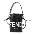 Vitello King F is Fendi Logo Embossed Mini Mon Tresor Bucket Bag Black