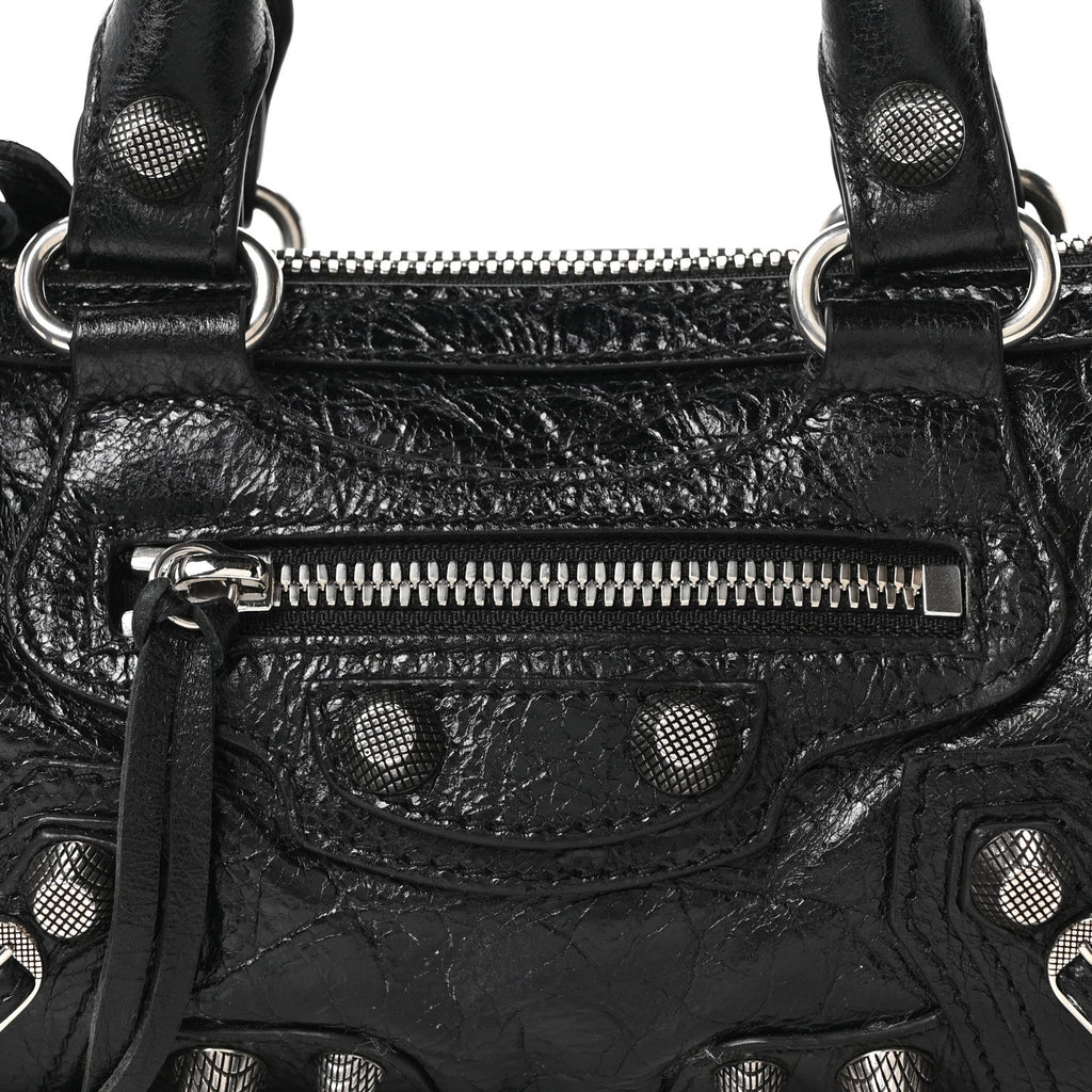 Agneau Arena Crystal Neo Nano Cagole Handbag Black
