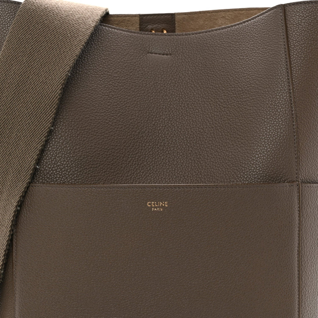 Soft Grained Calfskin Sangle Bucket Bag Taupe