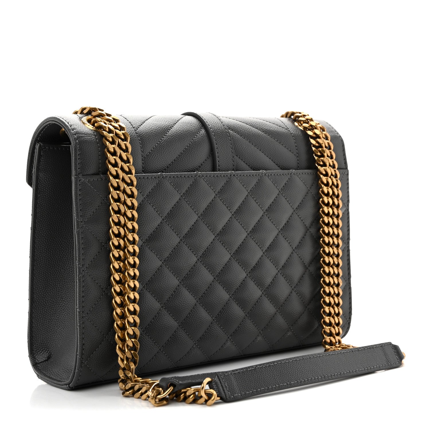Grain De Poudre Textured Mixed Matelasse Triquilt Medium Monogram Satchel Pebble