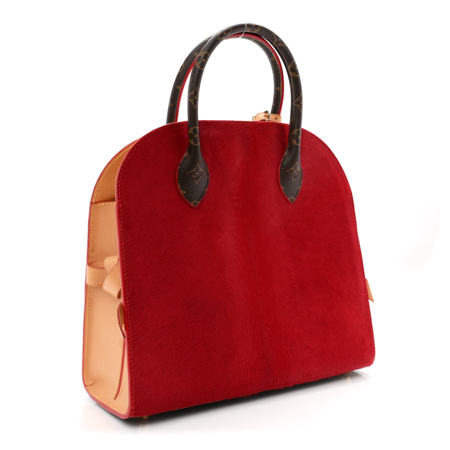 Monogram Calf Hair Spikes Iconoclasts Christian Louboutin Tote Red