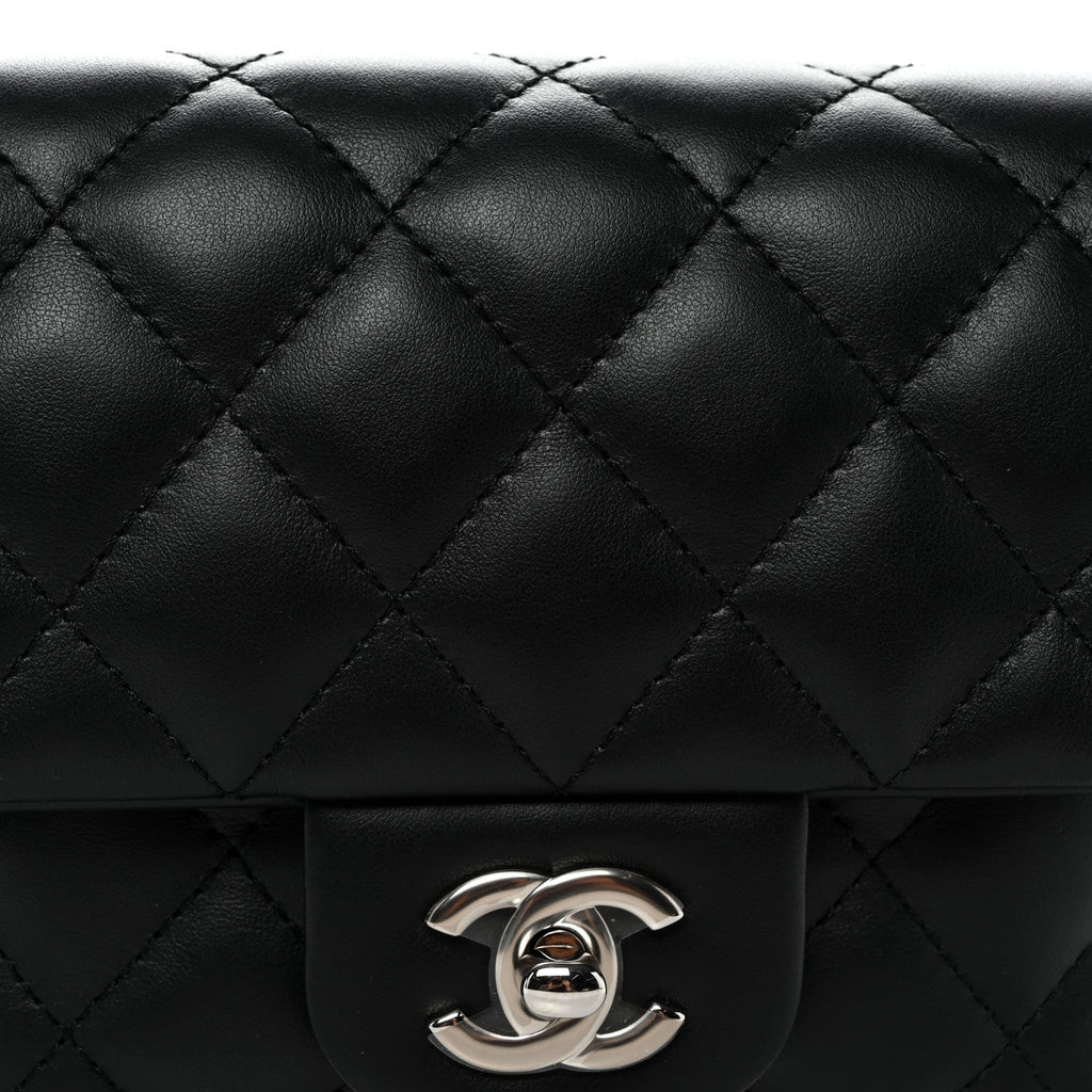 Calfskin Quilted CC Uniform Flap Belt Bag Black