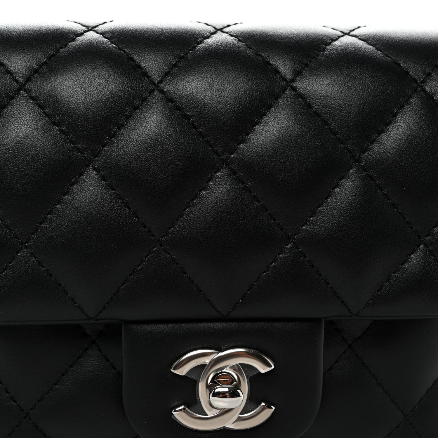 Calfskin Quilted CC Uniform Flap Belt Bag Black