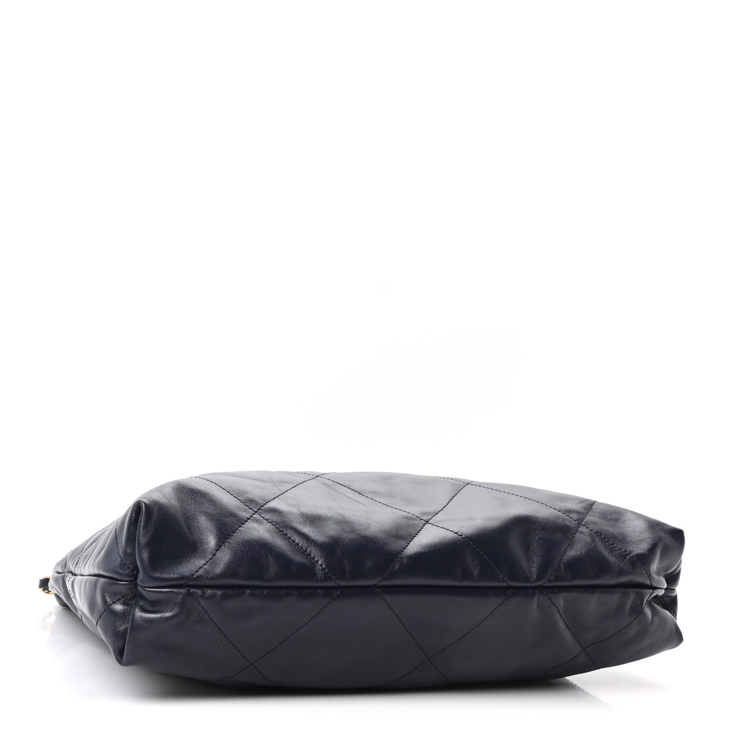 Shiny Calfskin Quilted Chanel 22 Navy Blue