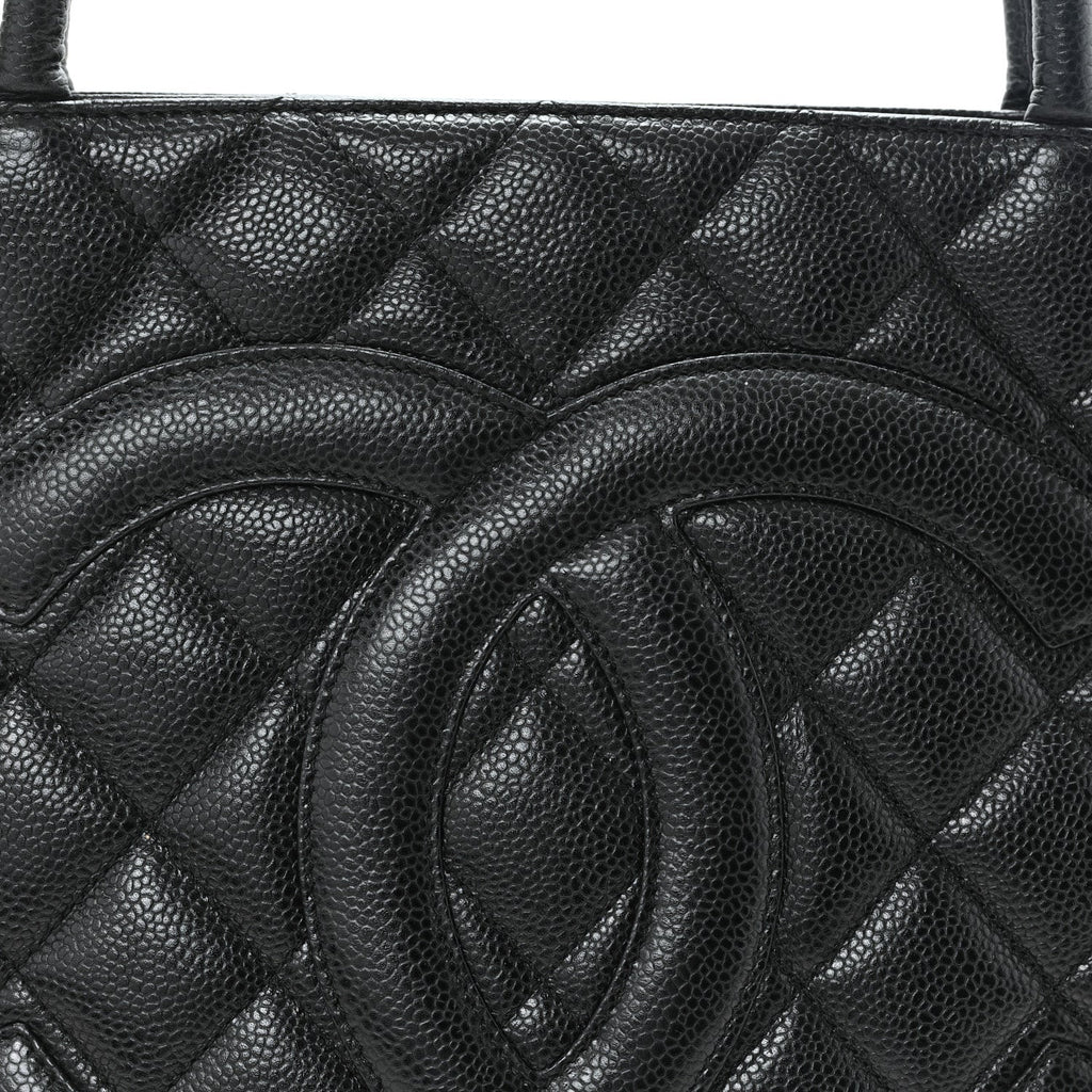 Caviar Quilted Medallion Tote Black