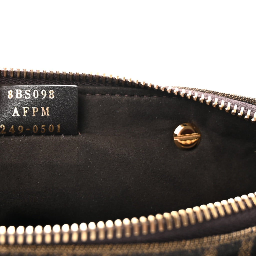 Vitello Grace Jacquard FF Mini By The Way Boston Bag Tobacco Moro Ebano