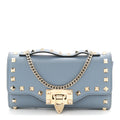 Pebbled Calfskin Rockstud Flip Lock Wallet On Chain Niagara