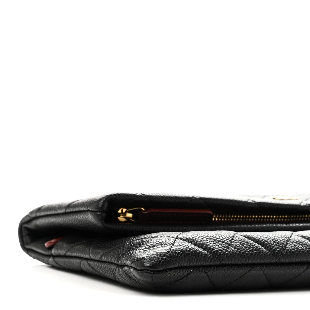 Caviar Quilted CC Beauty Clutch Black