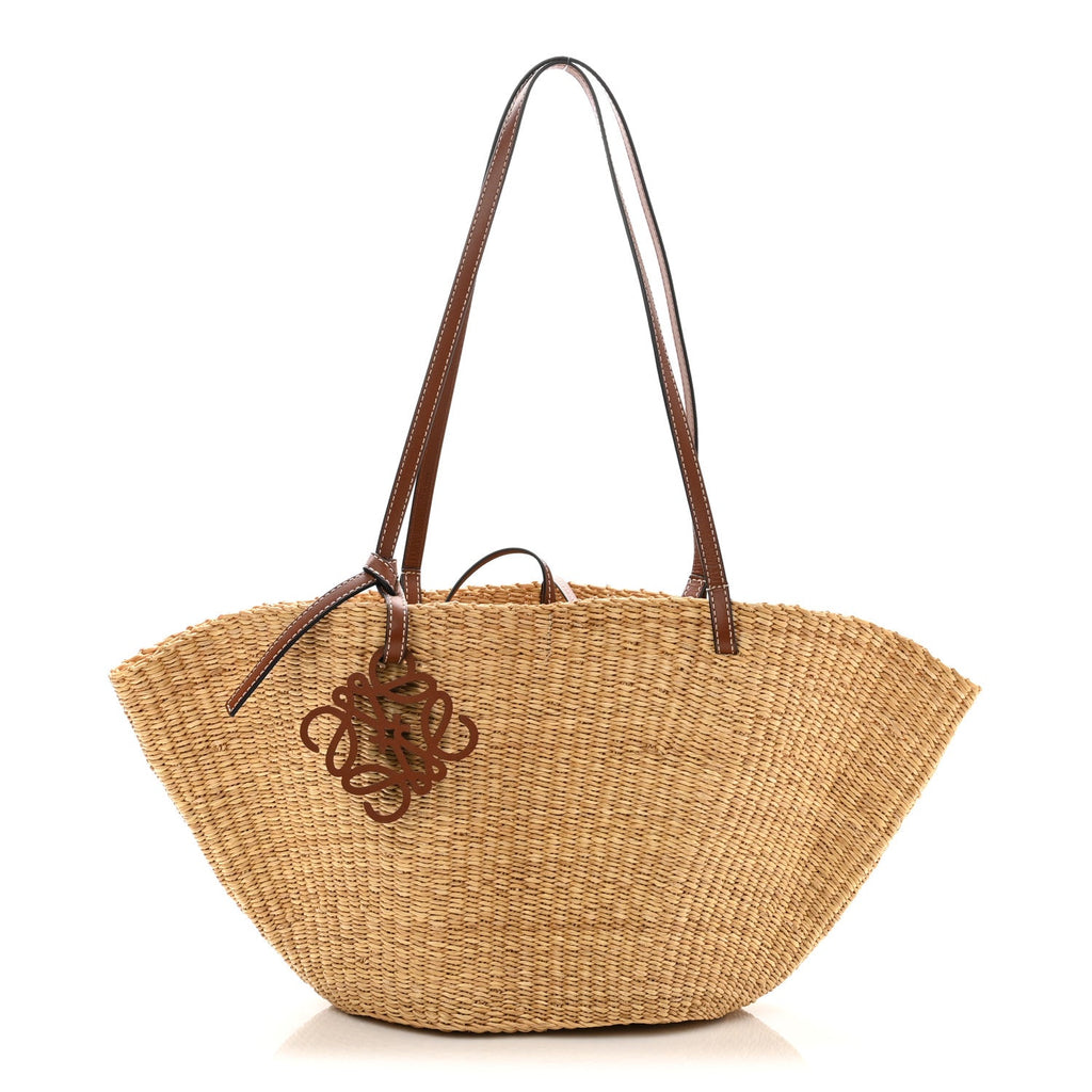 Calfskin Raffia Paulas Ibiza Small Basket Tote Bag Natural Pecan