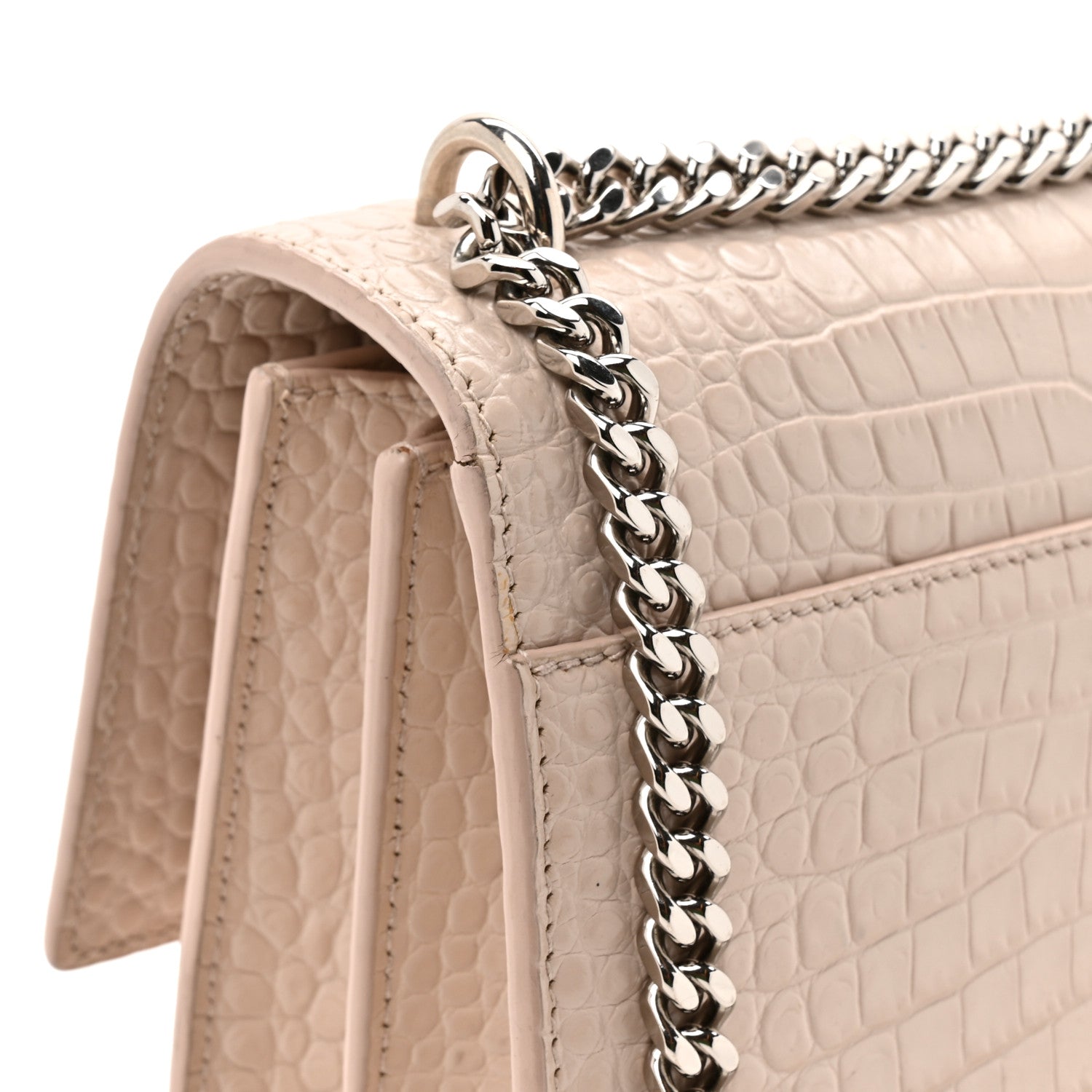 Calfskin Crocodile Embossed Medium Monogram Sunset Rose Antic