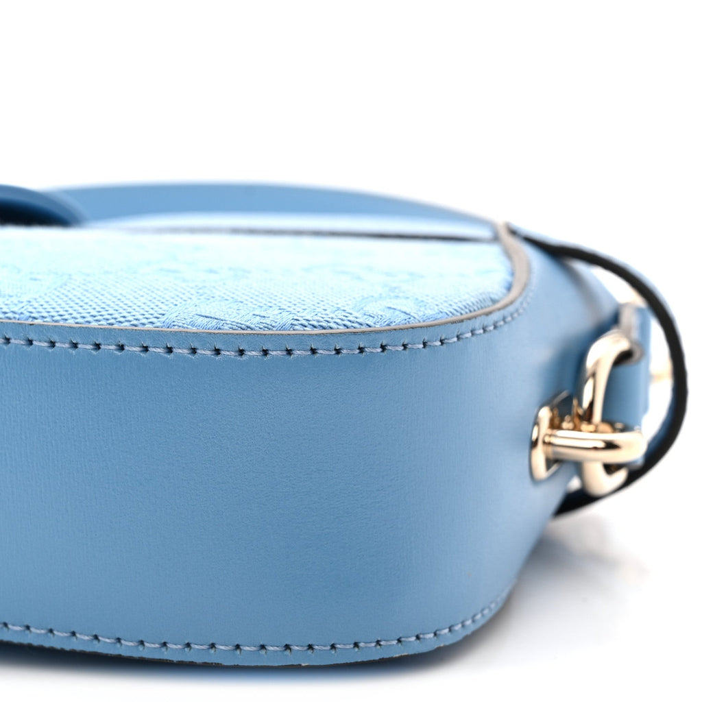 Calfskin Monogram Mini Moon Side Shoulder Bag Blue Blue