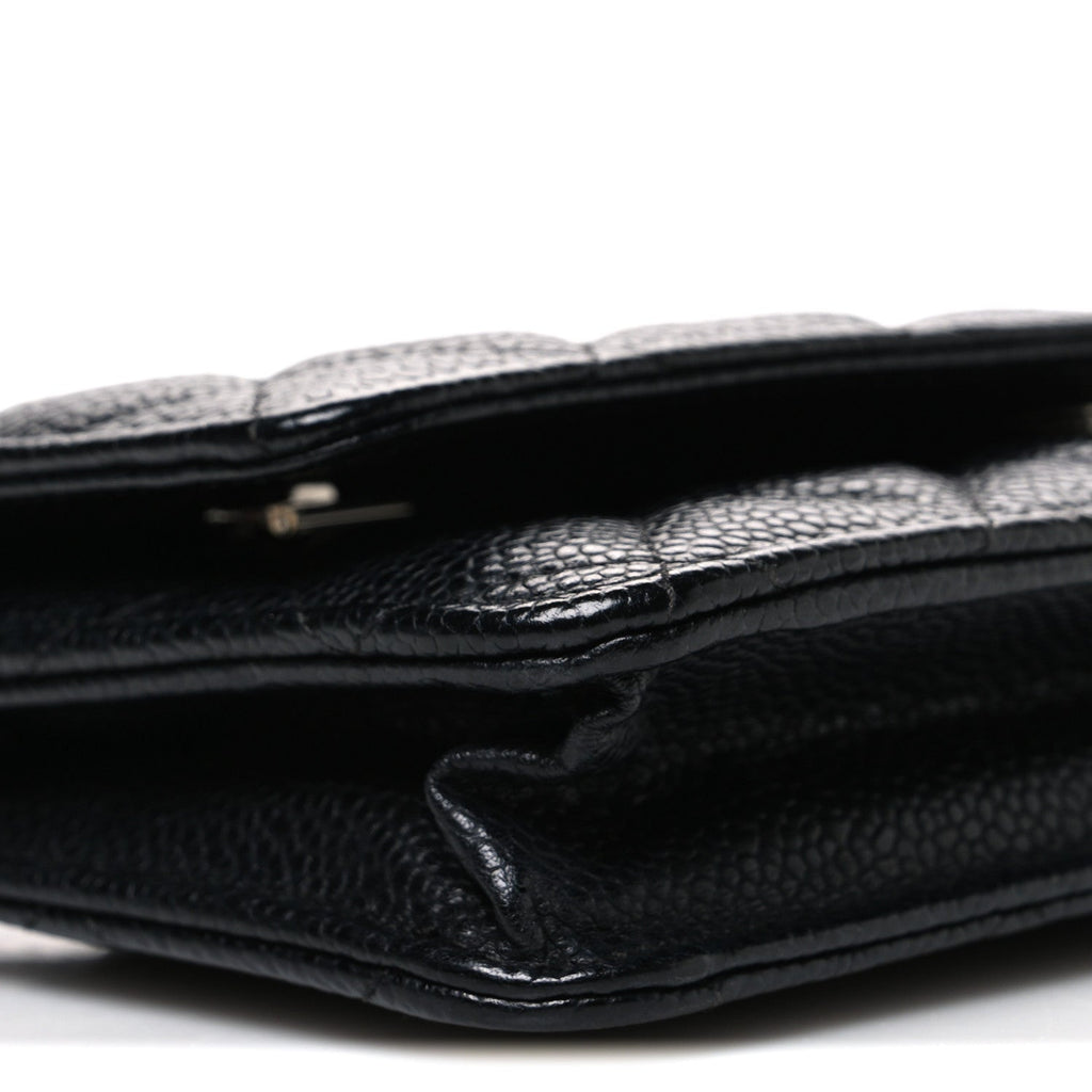 Caviar Quilted Wallet On Chain WOC Black